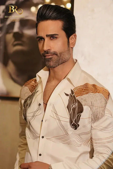 White Horse Embroidered Shirt