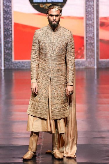 Indo Western Brown Sherwani for Marriage - Bharat Reshma