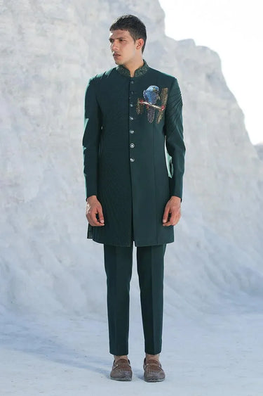 Midnight Green Designer Indo Western for Men