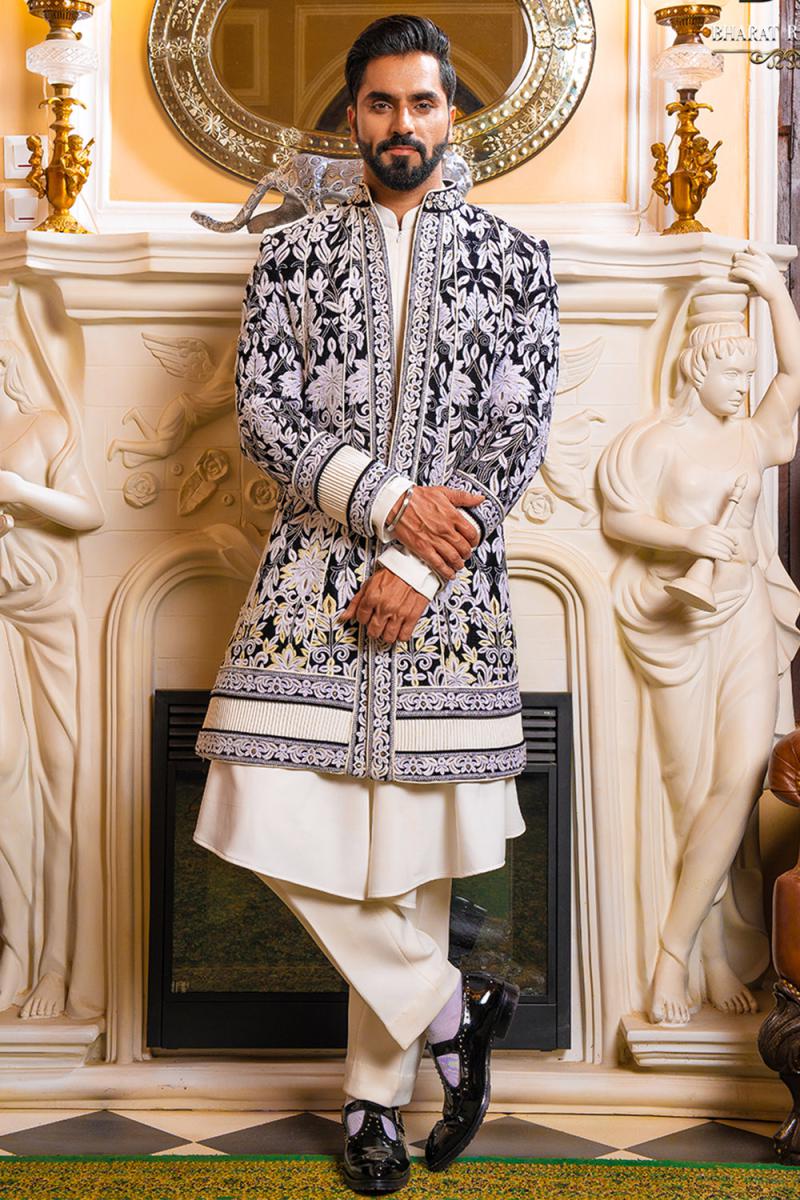 fashion design dress for man Indo Western Latest Design Dress For Man Ivory Designer Indo Western Men Set Palkhi Fashion