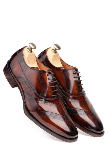 Italian Leather Oxford Shoes with Wingtip & Brogue Detailing - Bharat Reshma
