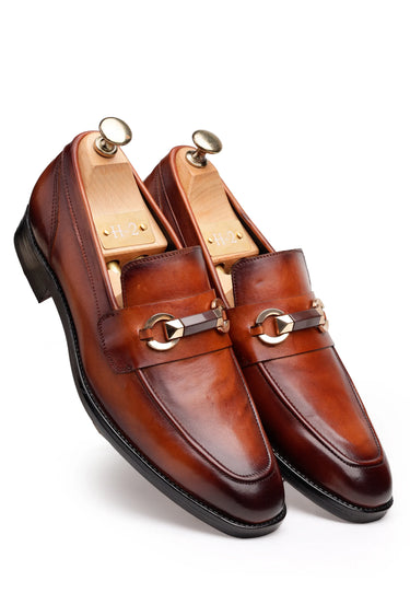 Leather Loafers with Metal Bit Design - Bharat Reshma