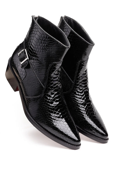 Men’s Heeled Ankle Boots with Exotic-Embossed Leather - Bharat Reshma