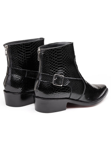 Men’s Heeled Ankle Boots with Exotic-Embossed Leather - Bharat Reshma