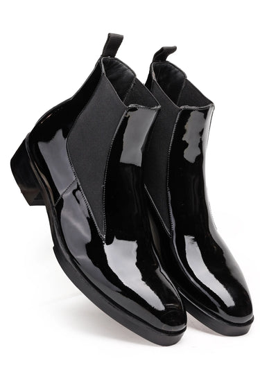 Black Patent Leather Chelsea Boots β Premium Gloss Finish - Bharat Reshma