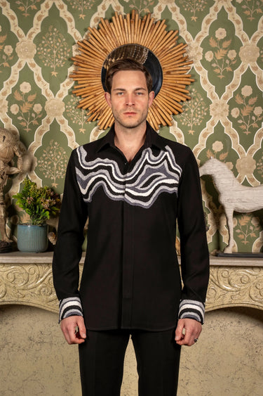 Black Monochrome 3D Shirt - Bharat Reshma