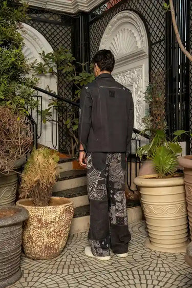 Gray Digital print paisley Denim Co-Ord set