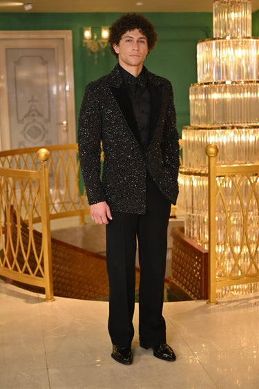 Black-on-Black Glitter Tuxedo