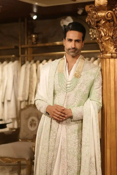 Pista Royal Sherwani - Pearl & Dori Detailing