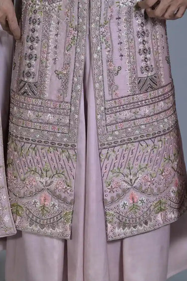 Designer Lilac Purple Silk Sherwani Set