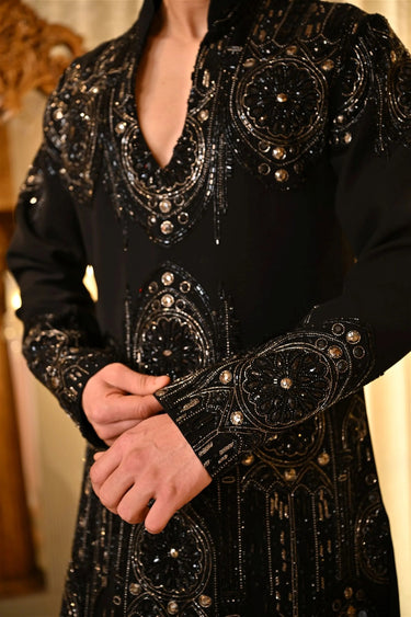 Black Gunmetal Antique Gold Kurta Set