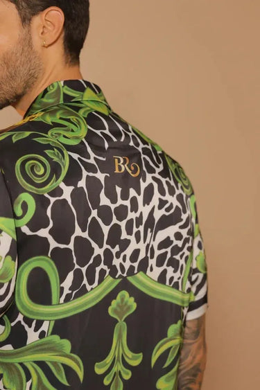 Multicolor Abstract Print Shirt in Double Shirting Satin