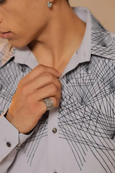 Gray abstract thread embroidered Shirt