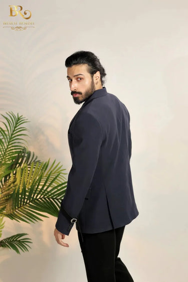 Blue Men's Double-breasted Designer Suit