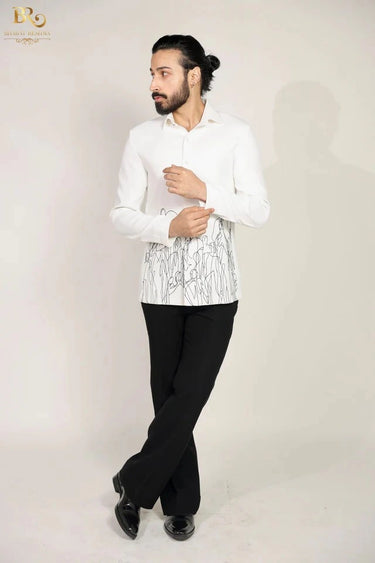 White Embroidered Resham work Shirt