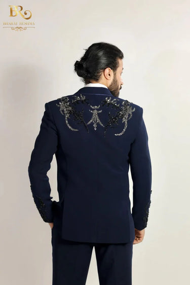 Blue Tuxedo with Decorative Embellishments
