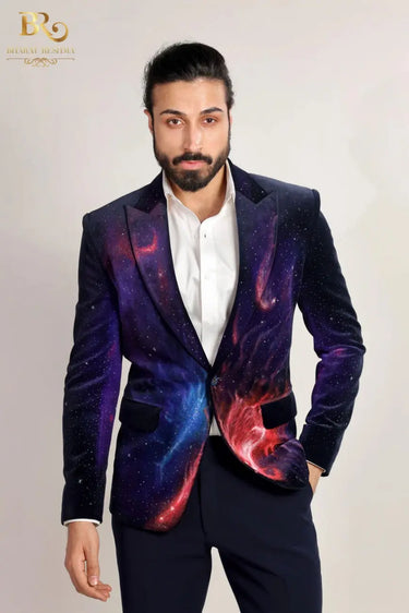 Galaxy Velvet Hand Paint Tuxedo