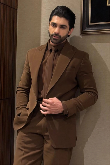 Taha Shah Badussha in Our Brown Suit - Bharat Reshma
