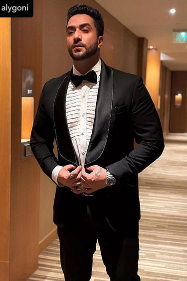 Aly Goni Black Designer Italian Tuxedo Set - Bharat Reshma