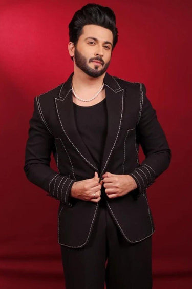 DHEERAJ DHOOPAR in Designer Black Sporty Blazer - Bharat Reshma