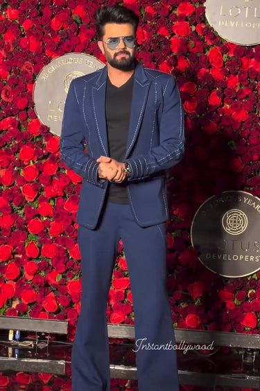 MANISH PAUL in Our Blue Tuxedo highlight with Hand Hemming - Bharat Reshma