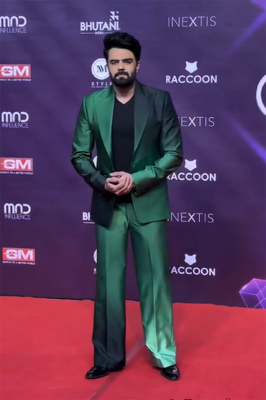 MANISH PAUL in Our Ombre Green 2 Piece Suit - Bharat Reshma