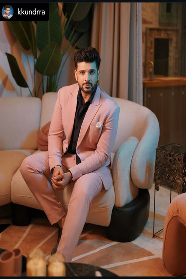 KARAN KUNDRA in Our Designer Pink 2 Piece Suit - Bharat Reshma