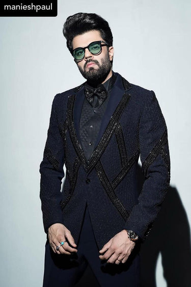 Manish Paul In Our Blue Designer 2 Piece Suit - Bharat Reshma