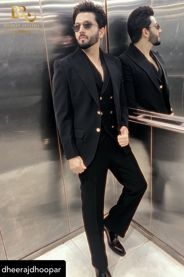 Dheeraj Dhoopar in Our Men's Black 3-piece suit - Bharat Reshma