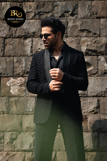 Rithvik Dhanjani in Our Premium Black 3 Piece suit - Bharat Reshma