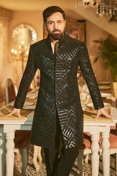 Emraan Hashmi in Balck Designer Indo Western - Bharat Reshma