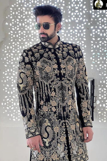 Pearl V Puri in Our Golden Work Designer Indo Western set - Bharat Reshma
