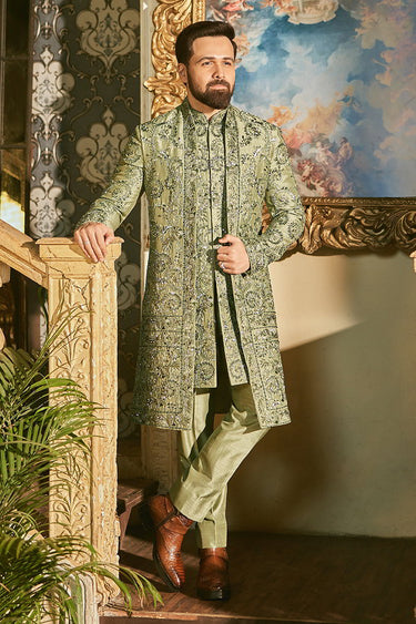 EMRAAN HASHMI in Olive Indo-Western Open Jacket - Bharat Reshma