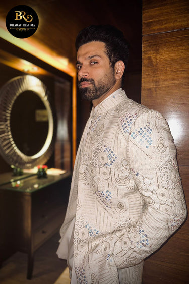 Rithvik Dhanjani in Our Ivory indo-western set with Resham work - Bharat Reshma