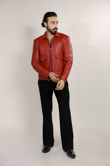 Red Leather Jacket - Bharat Reshma