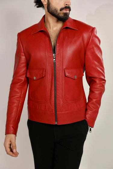 Red Leather Jacket - Bharat Reshma