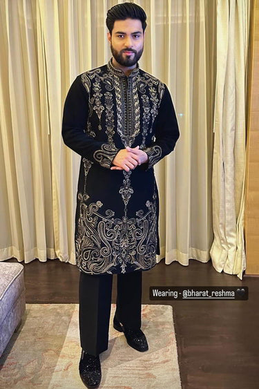 BISMIL in Our Black Heavy embroidery kurta set with Pant - Bharat Reshma