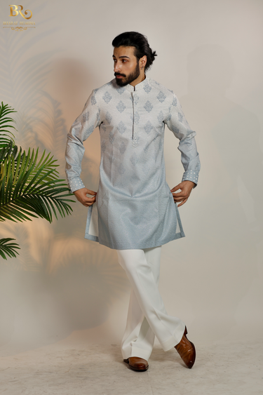 Blue ombre butti design kurta set - Bharat Reshma