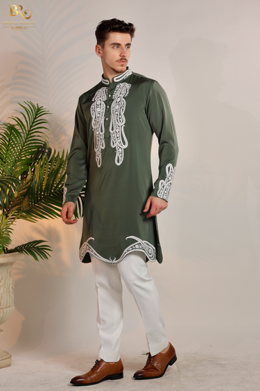 Hand Embroidered Kurta Pajama Set - Bharat Reshma