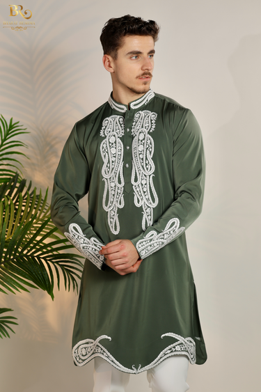 Hand Embroidered Kurta Pajama Set - Bharat Reshma