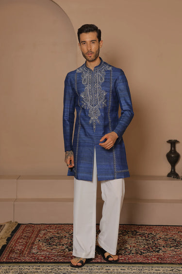 Indigo etch kurta set - Bharat Reshma