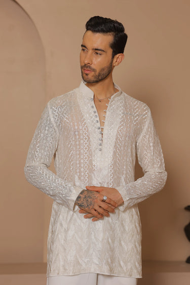 Ivory Flora Whisper Kurta - Bharat Reshma