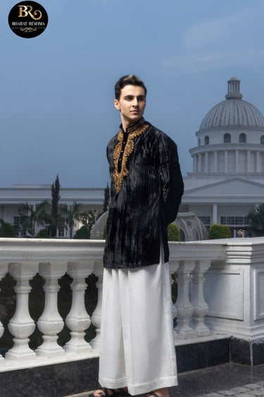 Designer Black Kurta Pant for Men - Bharat Reshma