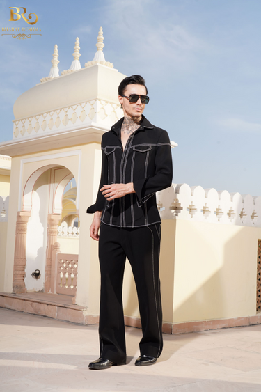 Black shacket Co-ord set - Bharat Reshma