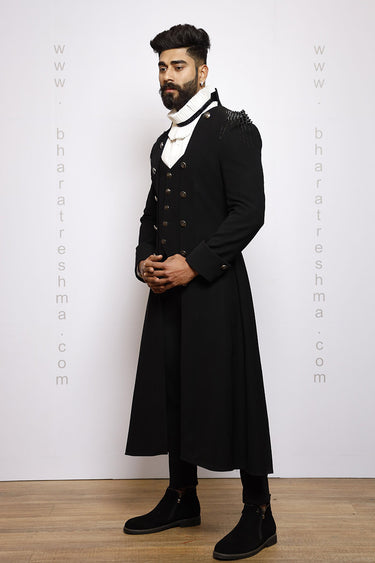 Studs and Cuts Men's Designer Black Gown - Bharat Reshma