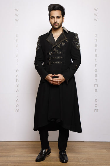 Studs and Plumeau Designer Gown for Men - Bharat Reshma