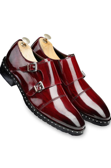 Enzo Burgundy Monk Shoes - Bharat Reshma