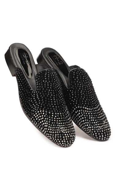 Tan Patent Black Leather Sandals for Men - Bharat Reshma