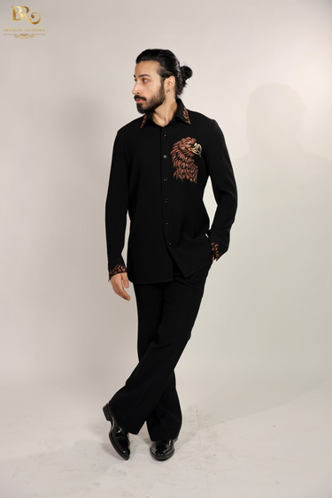 Designer Hand Painted Eagle Pattern Shirt - Bharat Reshma