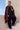 Black Asymmetric Magna Kurta with Regal Crimson Cutdana Velvet Stole